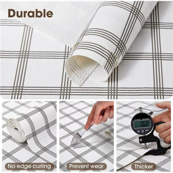 White Stripe Shelf Liner 12x10ft Non Slip Waterproof Cabinet Drawer Liner Washab - Picture 6 of 7